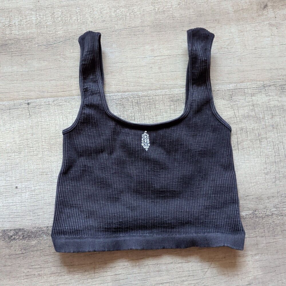 Free People Movement Activewear Crop Top Ribbed Dark Gray XS/S